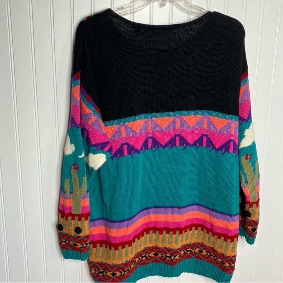 vintage sweater womens Medium Oversized Tribal Southwestern Aztec Desert Artsy - Picture 10 of 12